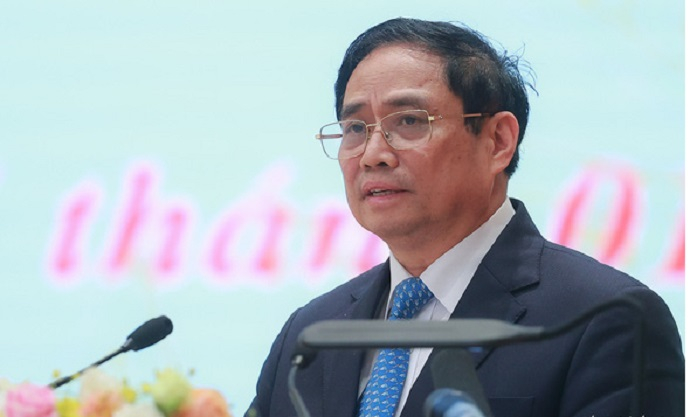 Thủ tướng Phạm Minh Chính nêu nhiệm vụ năm 2022 - Ảnh: NGUYỄN KHÁNH