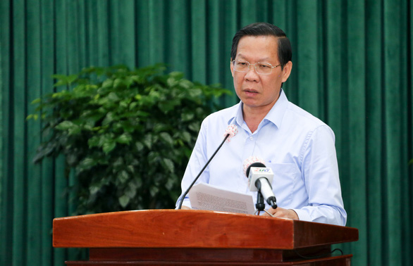 Chủ tịch UBND TP.HCM Phan Văn Mãi phát biểu tại hội nghị - Ảnh: THẢO LÊ